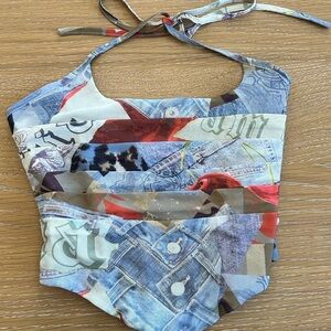 I.AM.GIA Multicolor Graphic Crop Top